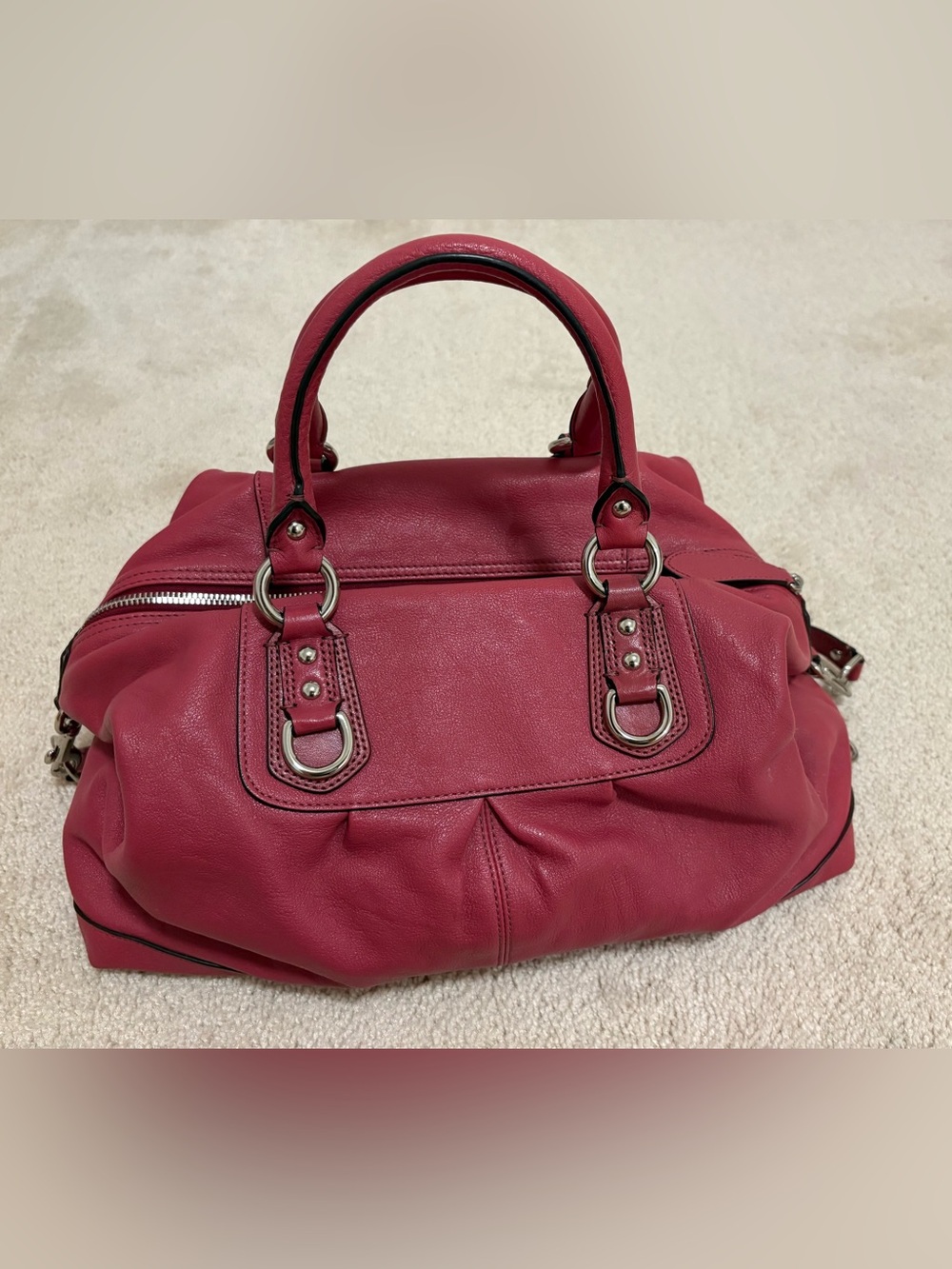 Vintage Coach Ashley Leather Raspberry Pink Satchel with Detachable Strap F15447 - Picture 2 of 7